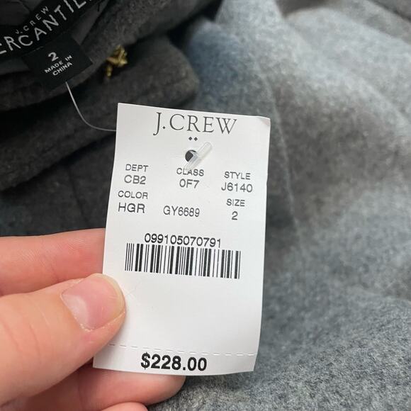 J.Crew‎ Mercantile Gray Wool City Coat NWT Size 2 - Picture 3 of 13